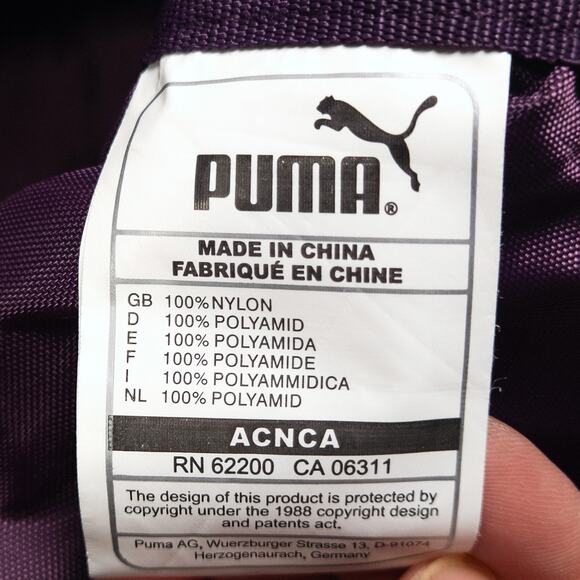 Puma Duffel Bag Nylon Purple Y2K Revival Sporty Travel Medium Size - Picture 9 of 10